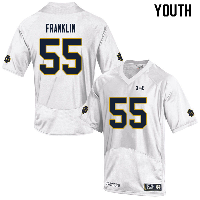 Youth NCAA Notre Dame Fighting Irish #55 Ja'Mion Franklin Stitched College Under Armour Authentic White Football Jersey RE10M76ZP